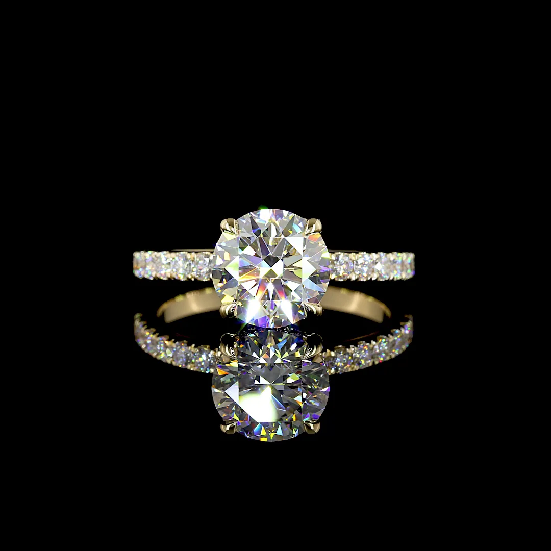 2.49 Cts 14k Yellow Gold Round Shape Hidden Halo Ring - Video