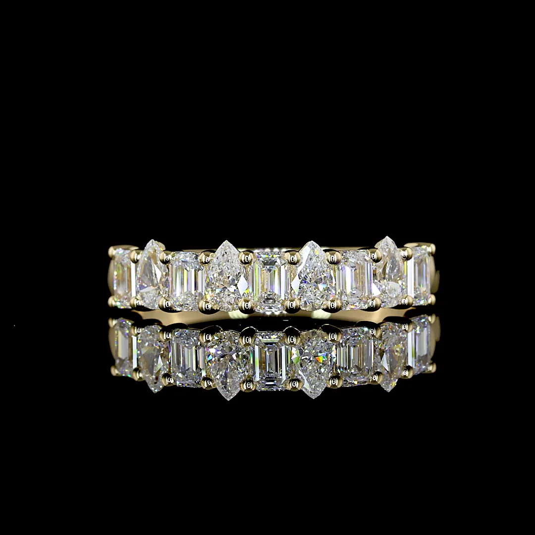 0.93 Cts 14k Yellow Gold Mix Shape 3/4 Band Eternity Band - Video