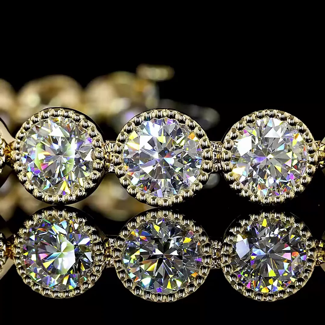 19.37 Cts 14k Yellow Gold Round Shape Tennis Bracelet - Image 2