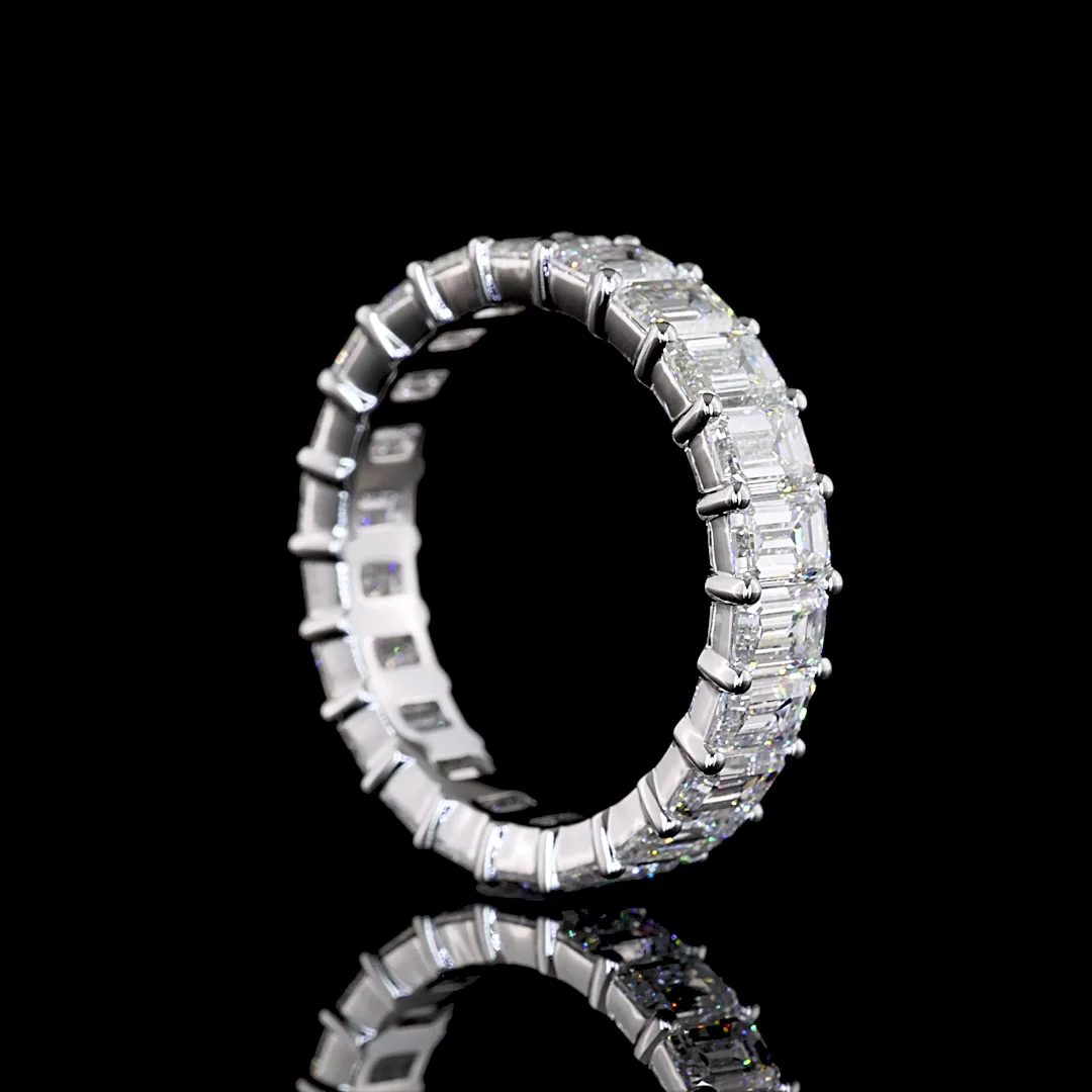 5.09 Cts 14k White Gold Emerald Shape Eternity Band Eternity Band - Image 2