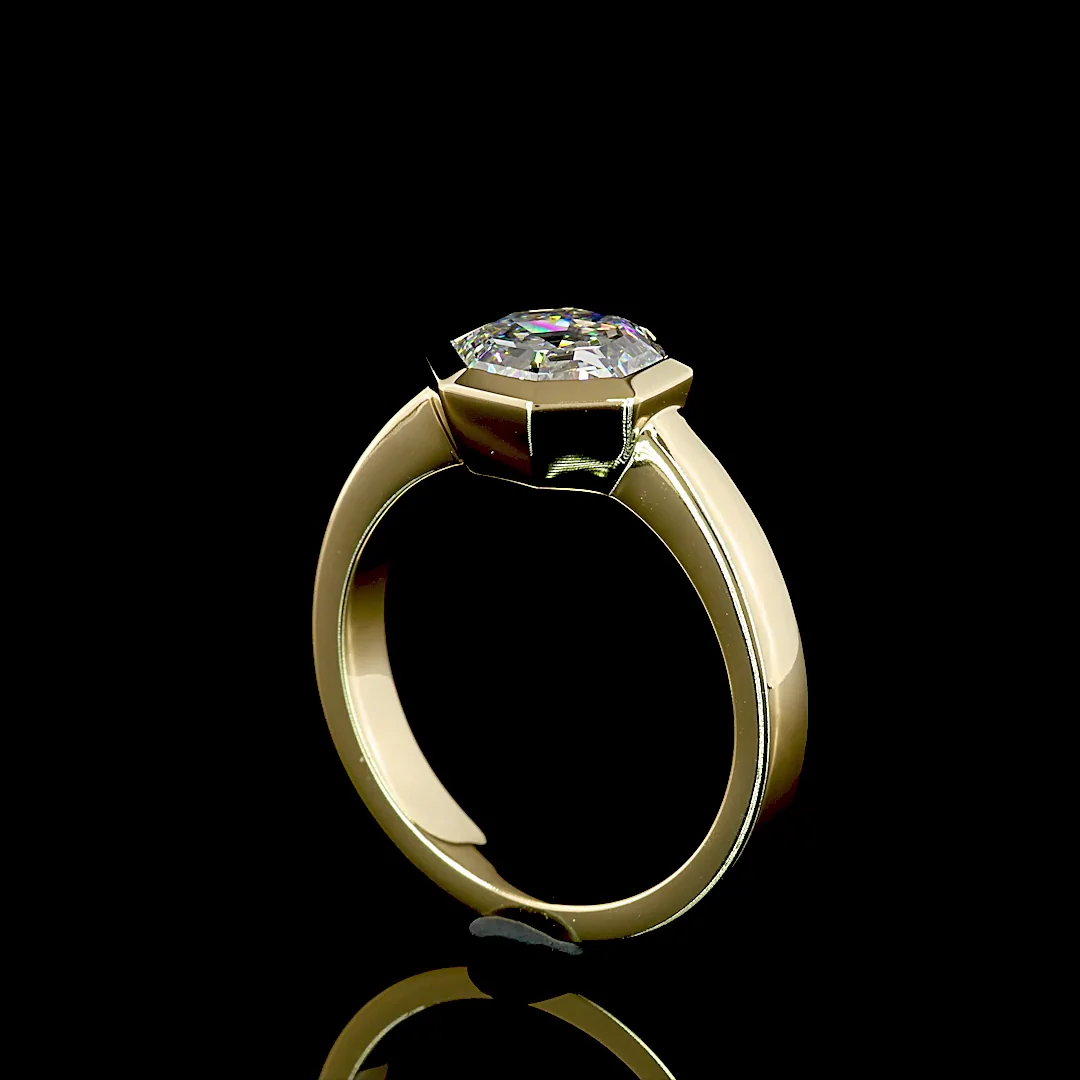 2.19 Cts 14k Yellow Gold Octagon Shape Solitaire Ring - Image 2