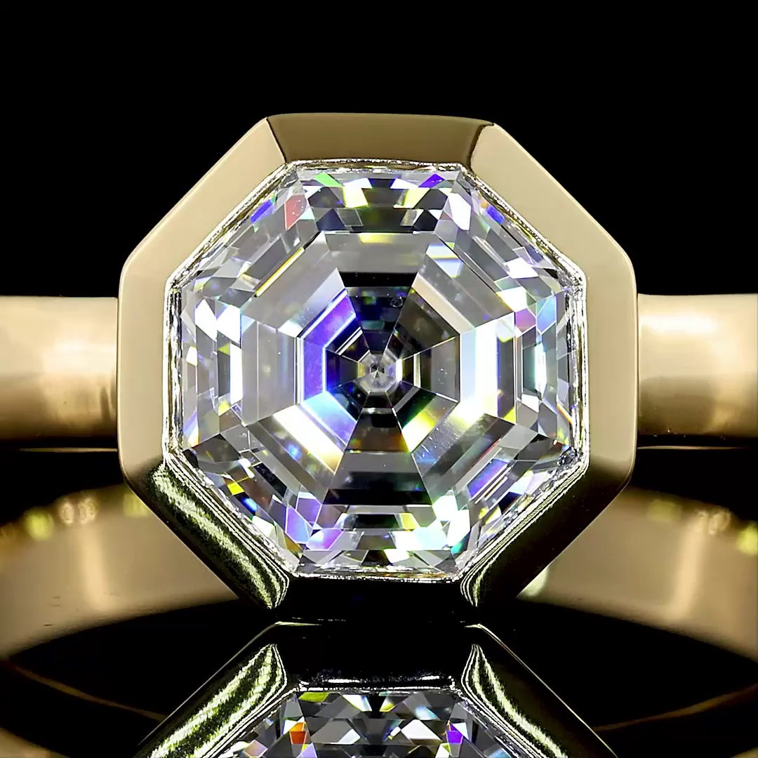 2.19 Cts 14k Yellow Gold Octagon Shape Solitaire Ring - Image 3