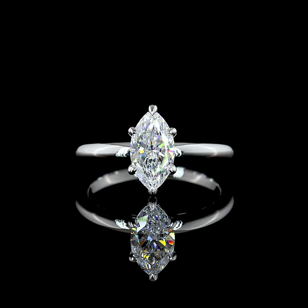 1.04 Cts 14k White Gold Marquise Shape Solitaire Ring - Video