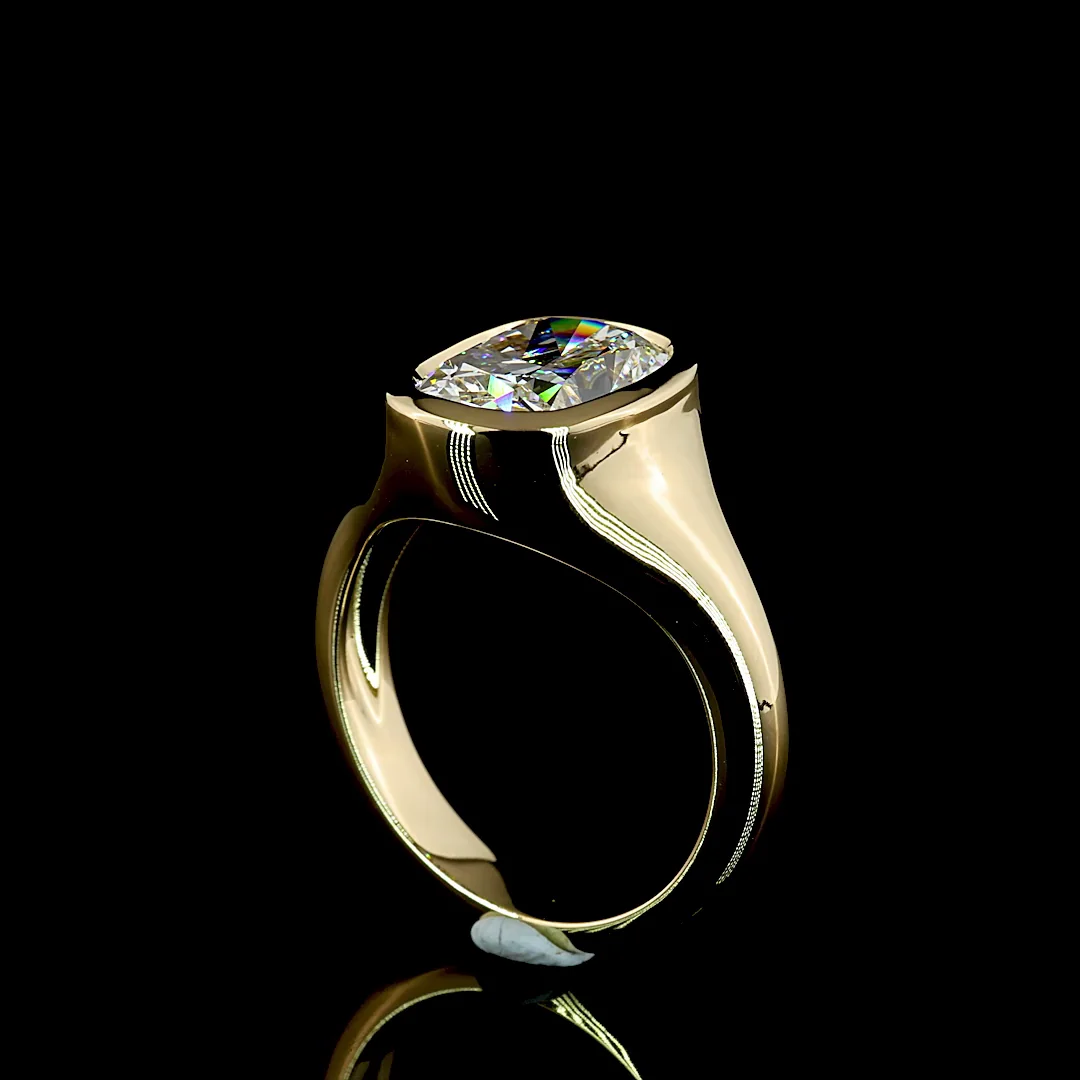 3.03 Cts 14k Yellow Gold Cushion Shape Solitaire Ring - Image 2