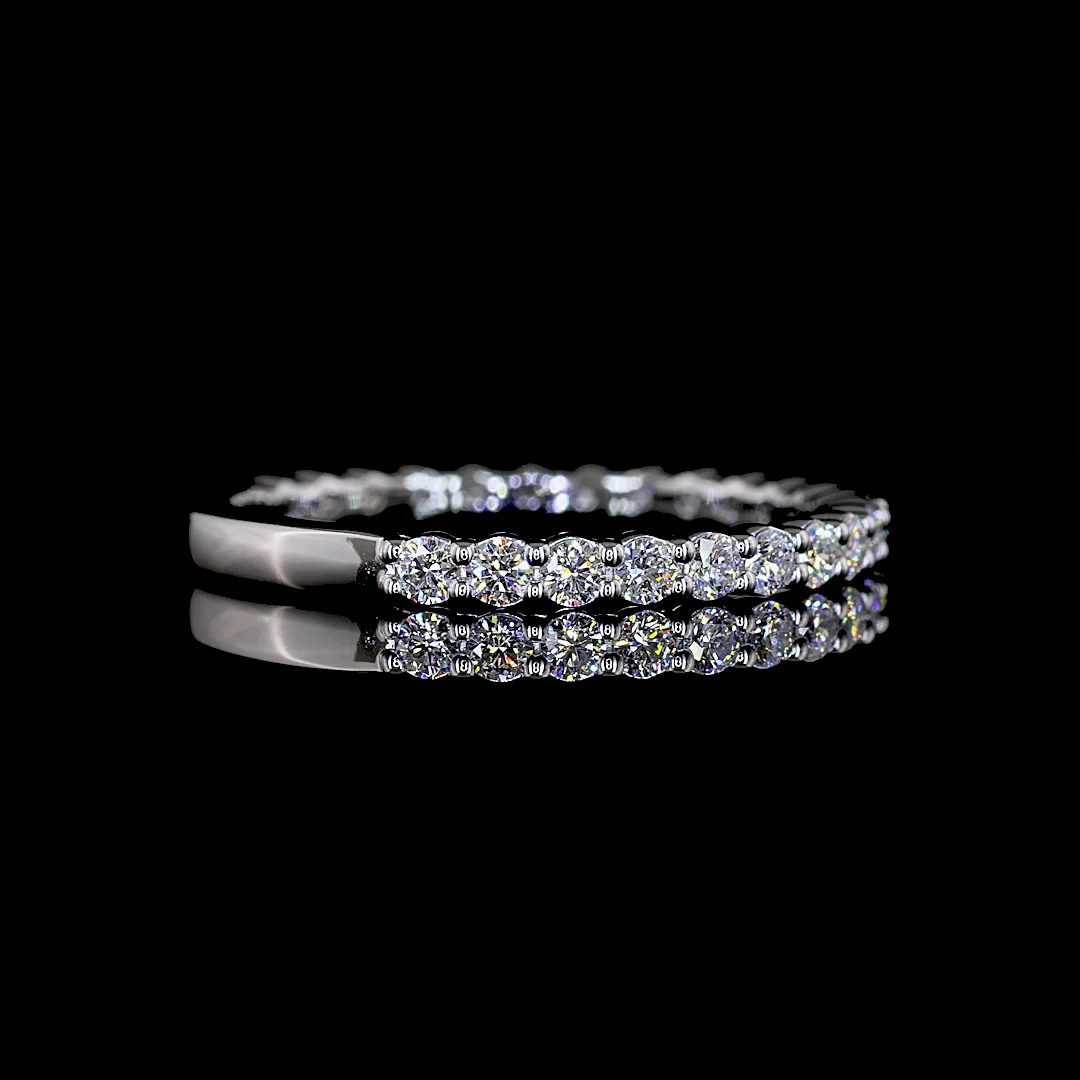0.57 Cts 14k White Gold Round Shape 3/4 Band Eternity Band - Image 2