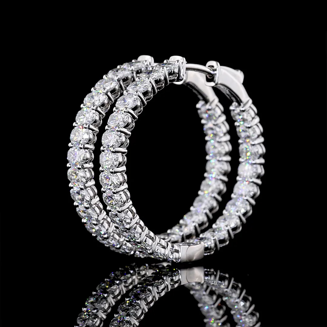 4.93 Cts 14k White Gold Oval Shape Hoops Earring - Image 2