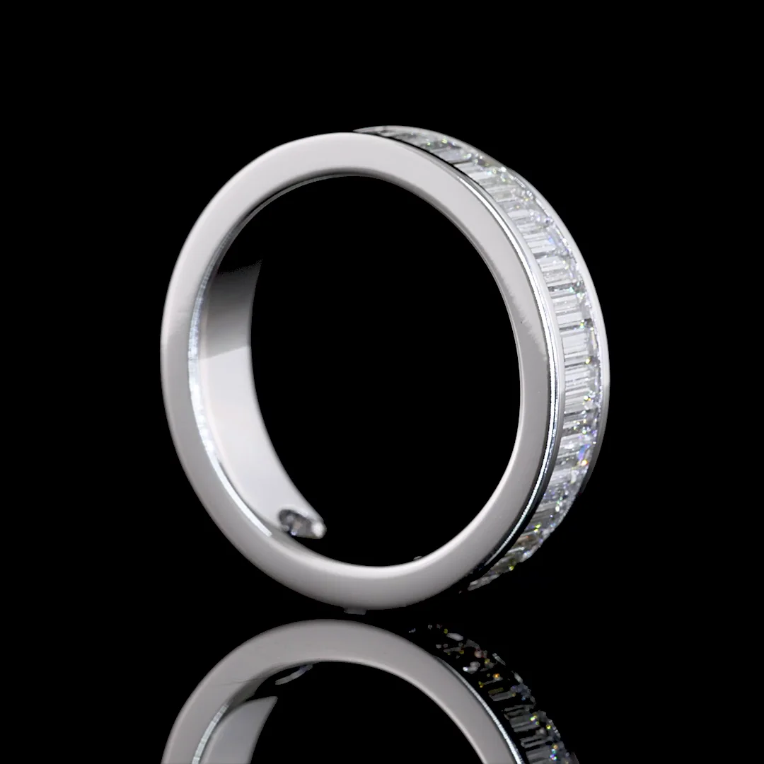 1.57 Cts 14k White Gold Baguette Shape 3/4 Band Eternity Band - Image 2