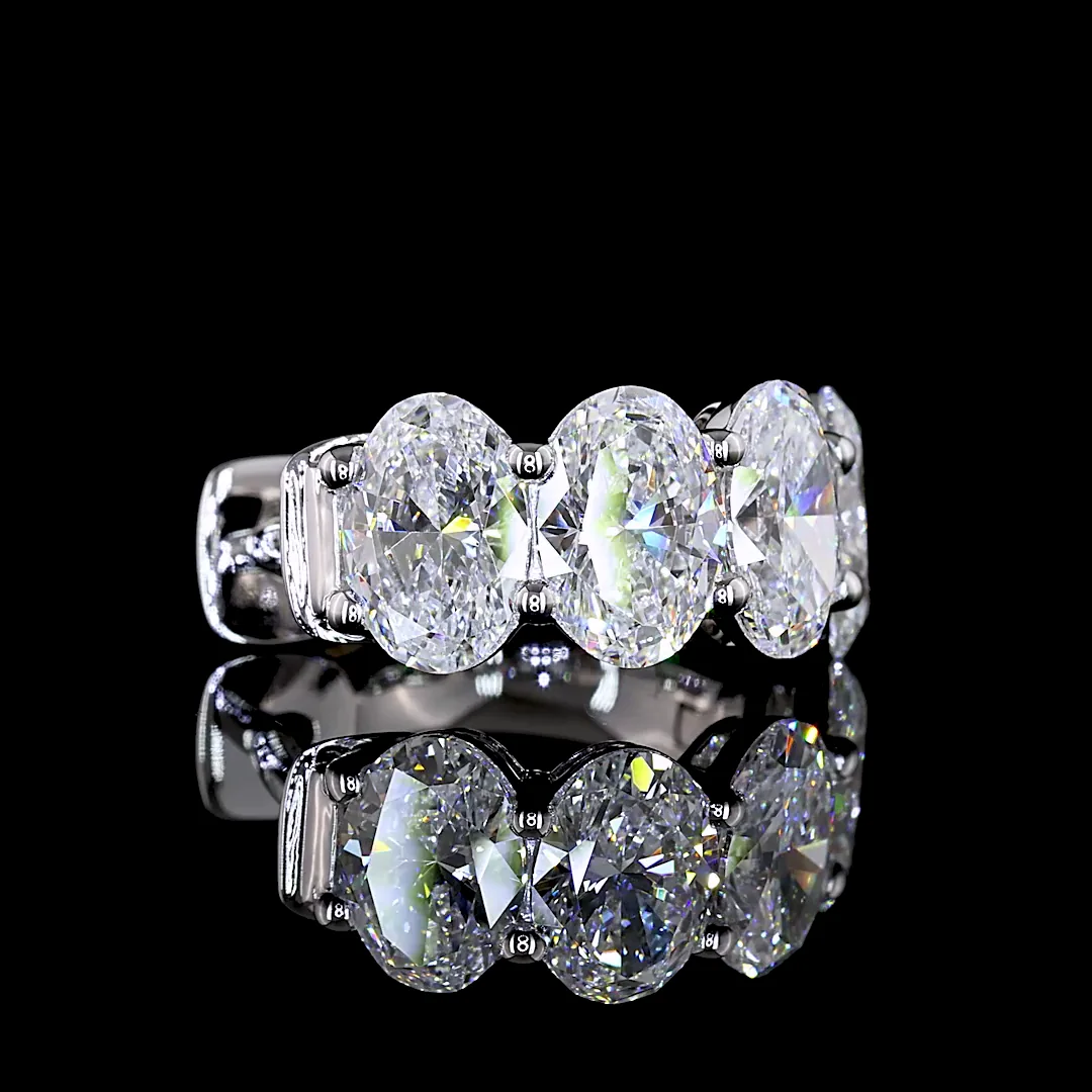 3.59 Cts 14k White Gold Oval Shape Huggies Earring - Image 4