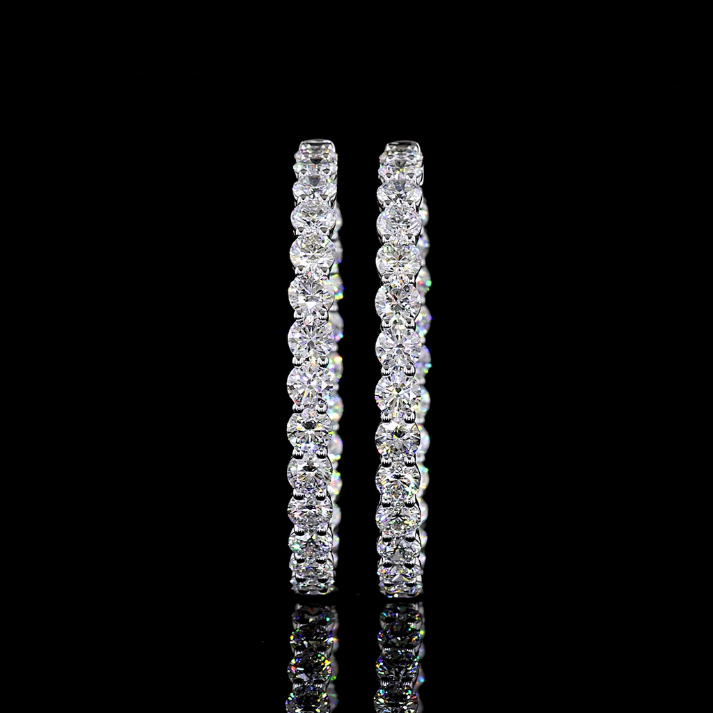 10.01 Cts 14k White Gold Round Shape Hoops Earring - Video