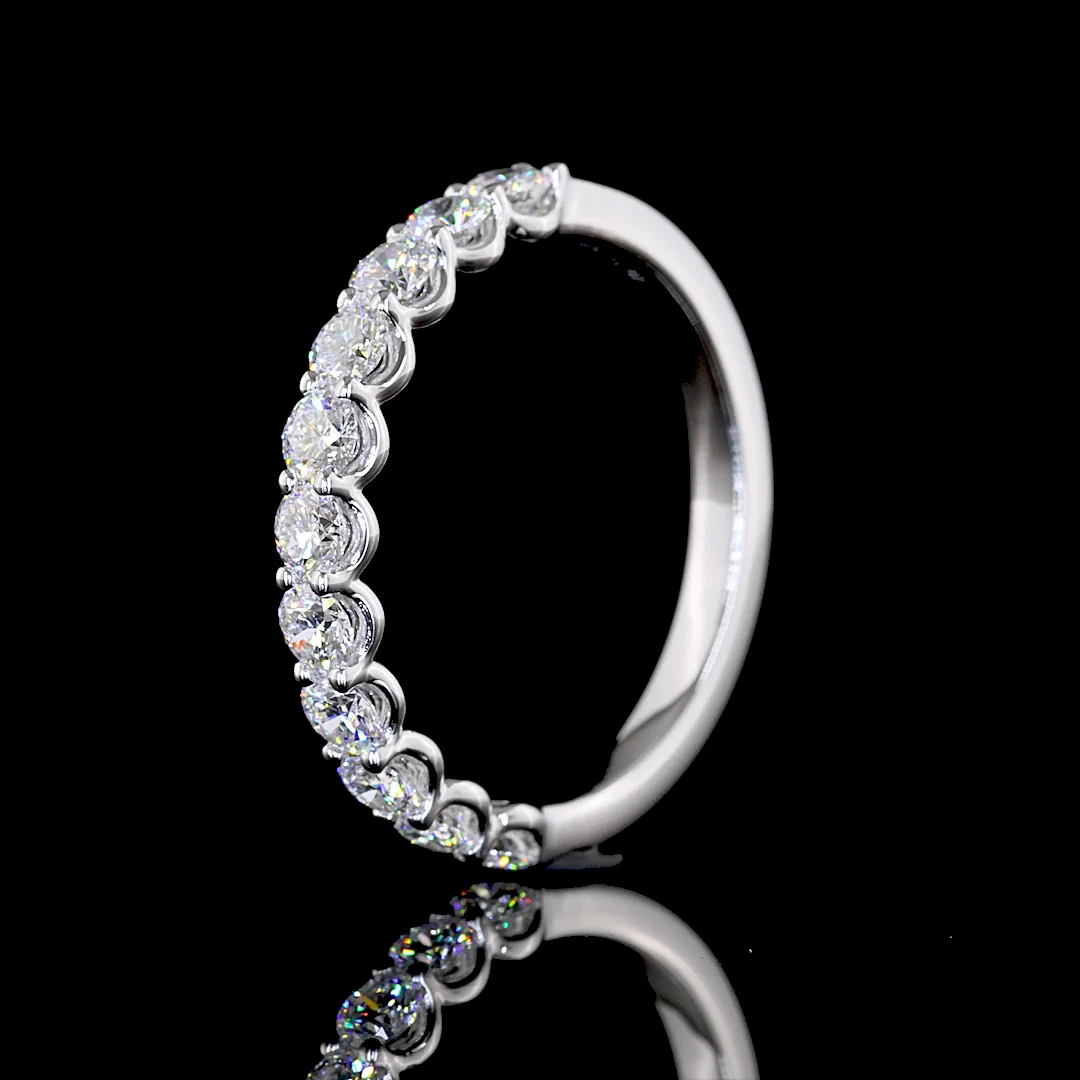 0.9 Cts 14k White Gold Round Shape Half Eternity Eternity Band - Image 4