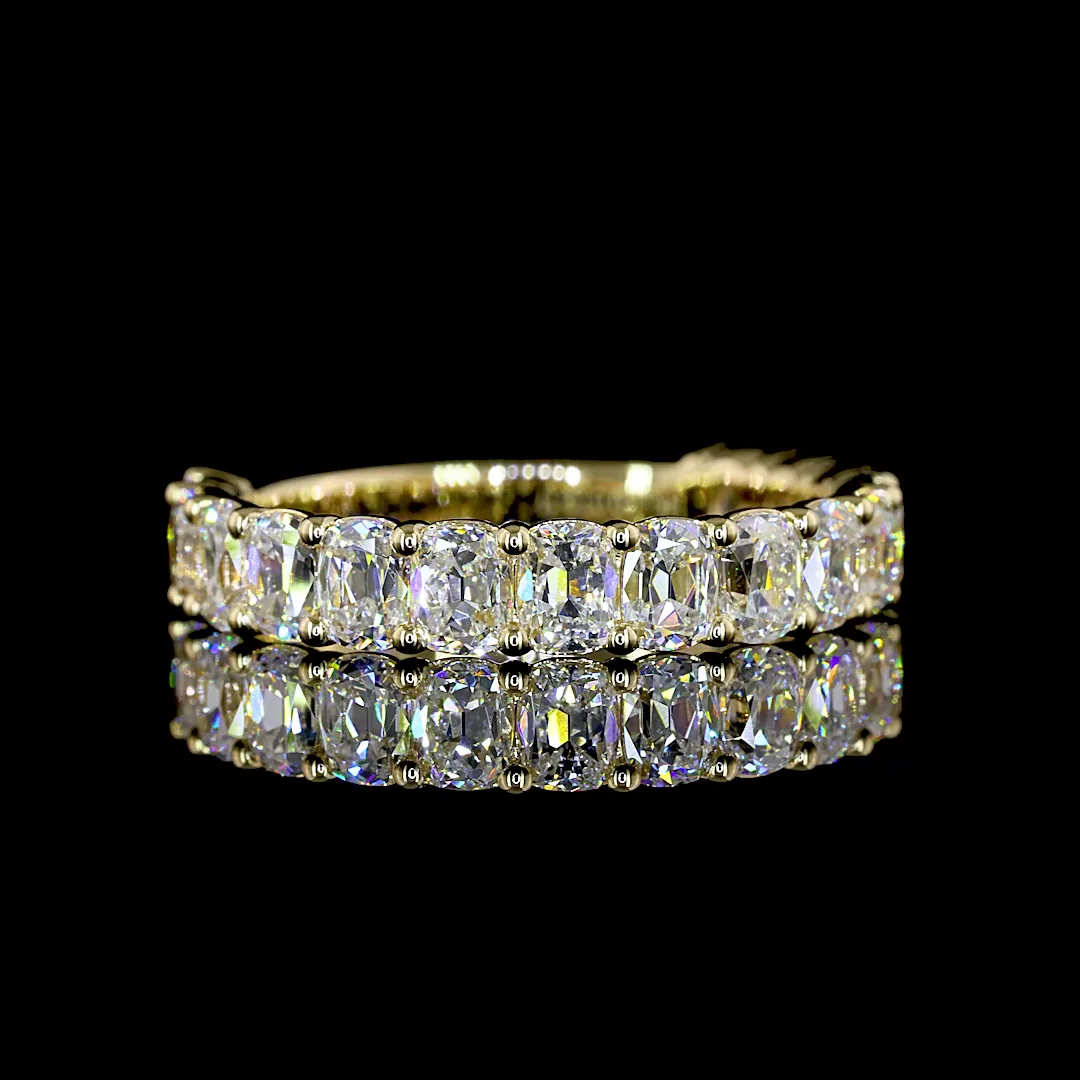 2.1 Cts 14k Yellow Gold Antique Cushion Shape 3/4 Band Eternity Band - Video