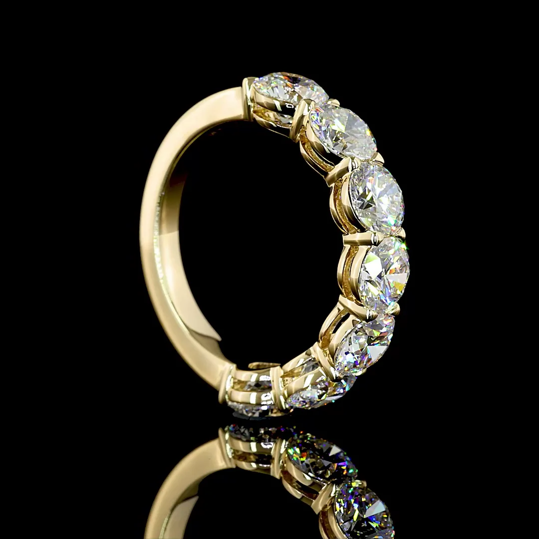 4.02 Cts 14k Yellow Gold Round Shape 7 Stones Eternity Band - Image 2