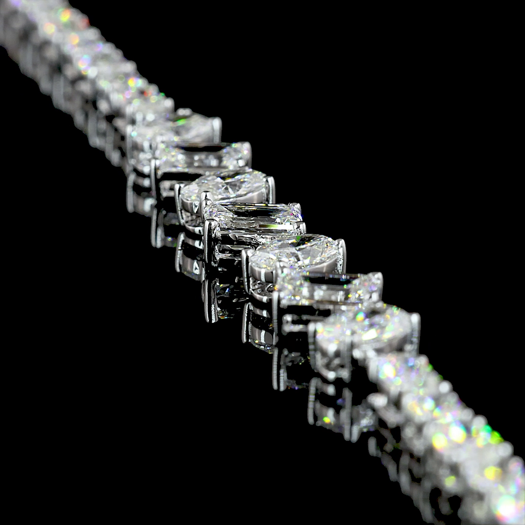 9.9 Cts 14k White Gold Mix Shape Tennis Necklace - Image 2
