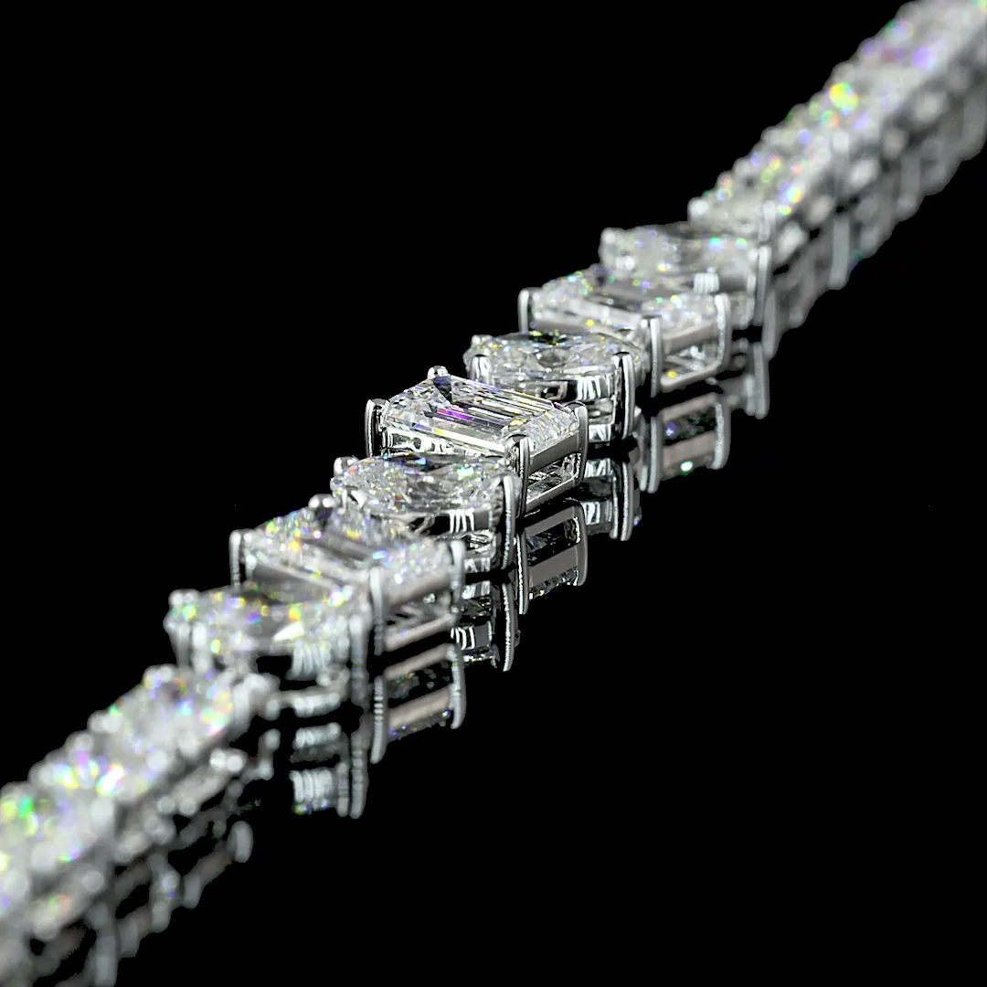 9.9 Cts 14k White Gold Mix Shape Tennis Necklace - Image 4