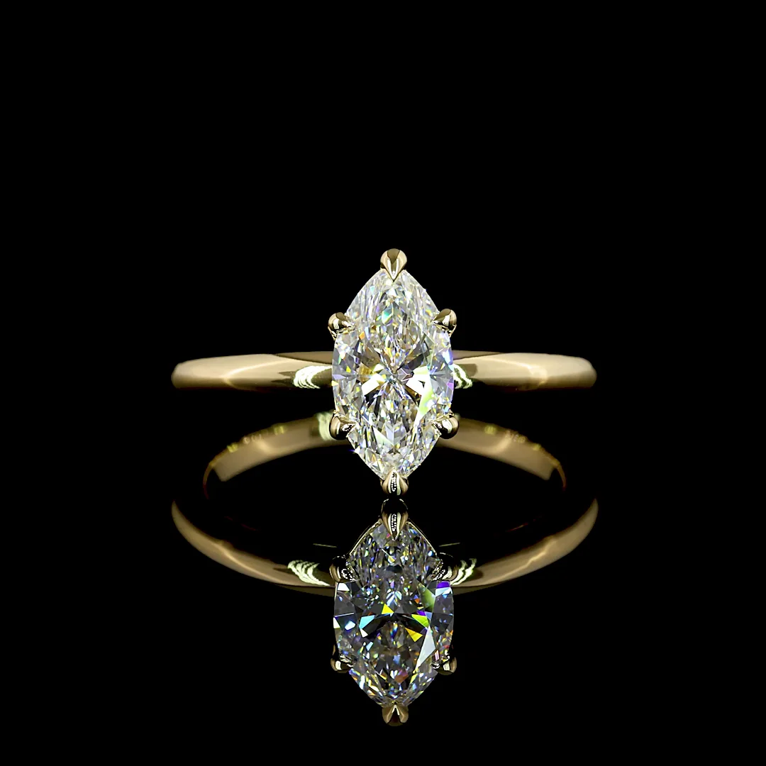 1.04 Cts 14k Yellow Gold Marquise Shape Solitaire Ring - Video