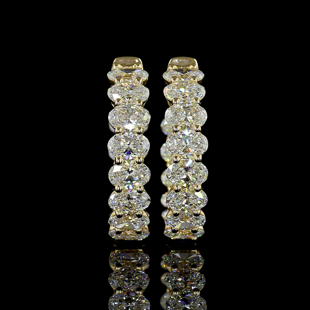 5.77 Cts 14k Yellow Gold Oval Shape Huggies Earring - Video