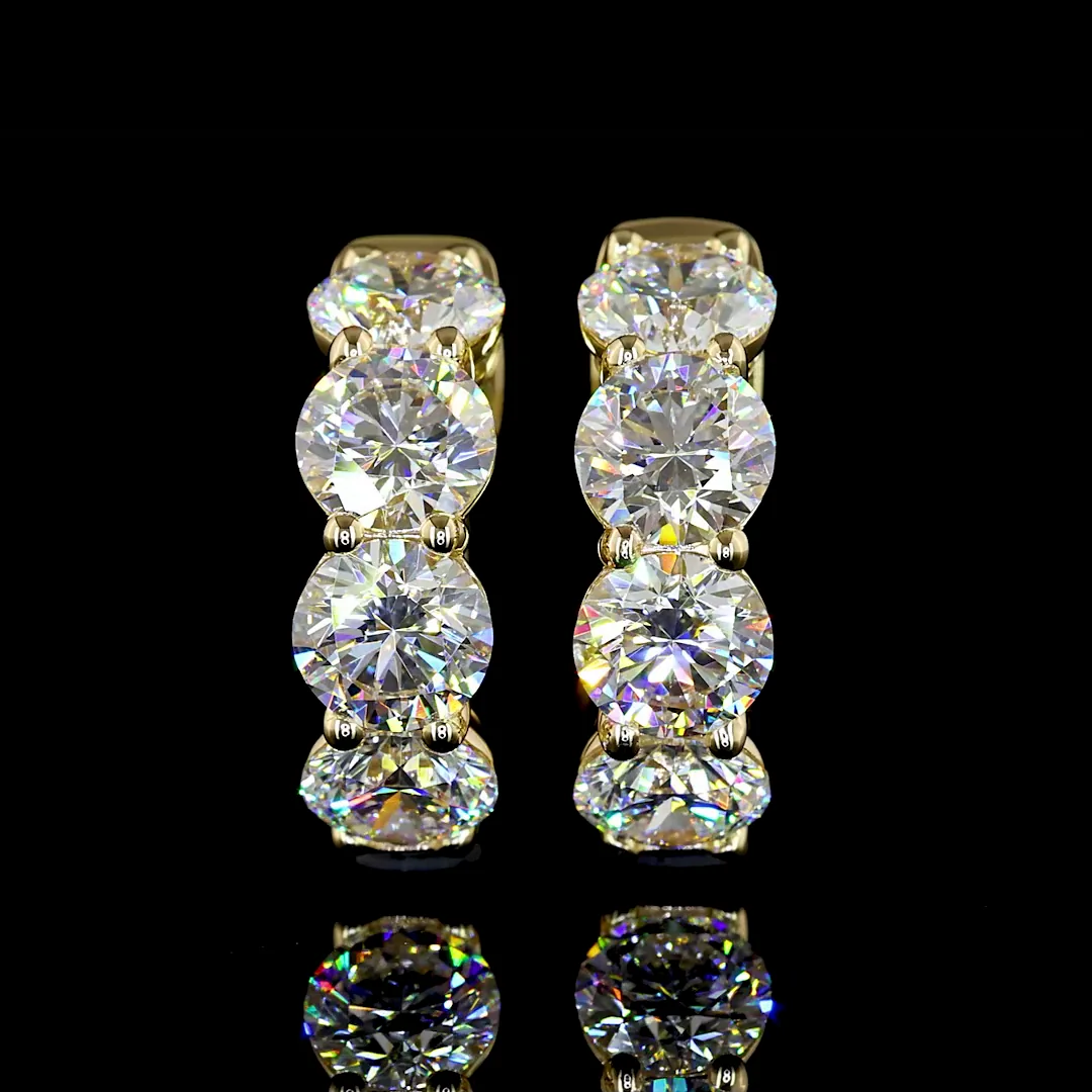 3.42 Cts 14k Yellow Gold Round Shape Huggies Earring - Video