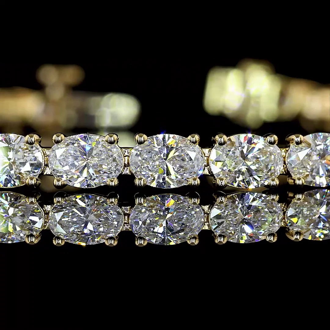 7.8 Cts 14k Yellow Gold Oval Shape Tennis Bracelet - Image 2