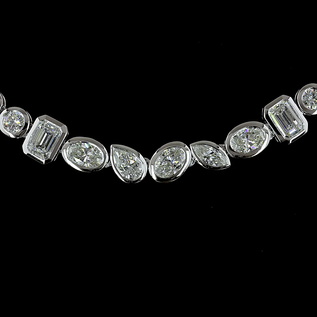 10.21 Cts 14k White Gold Mix Shape Special Necklace - Image 3