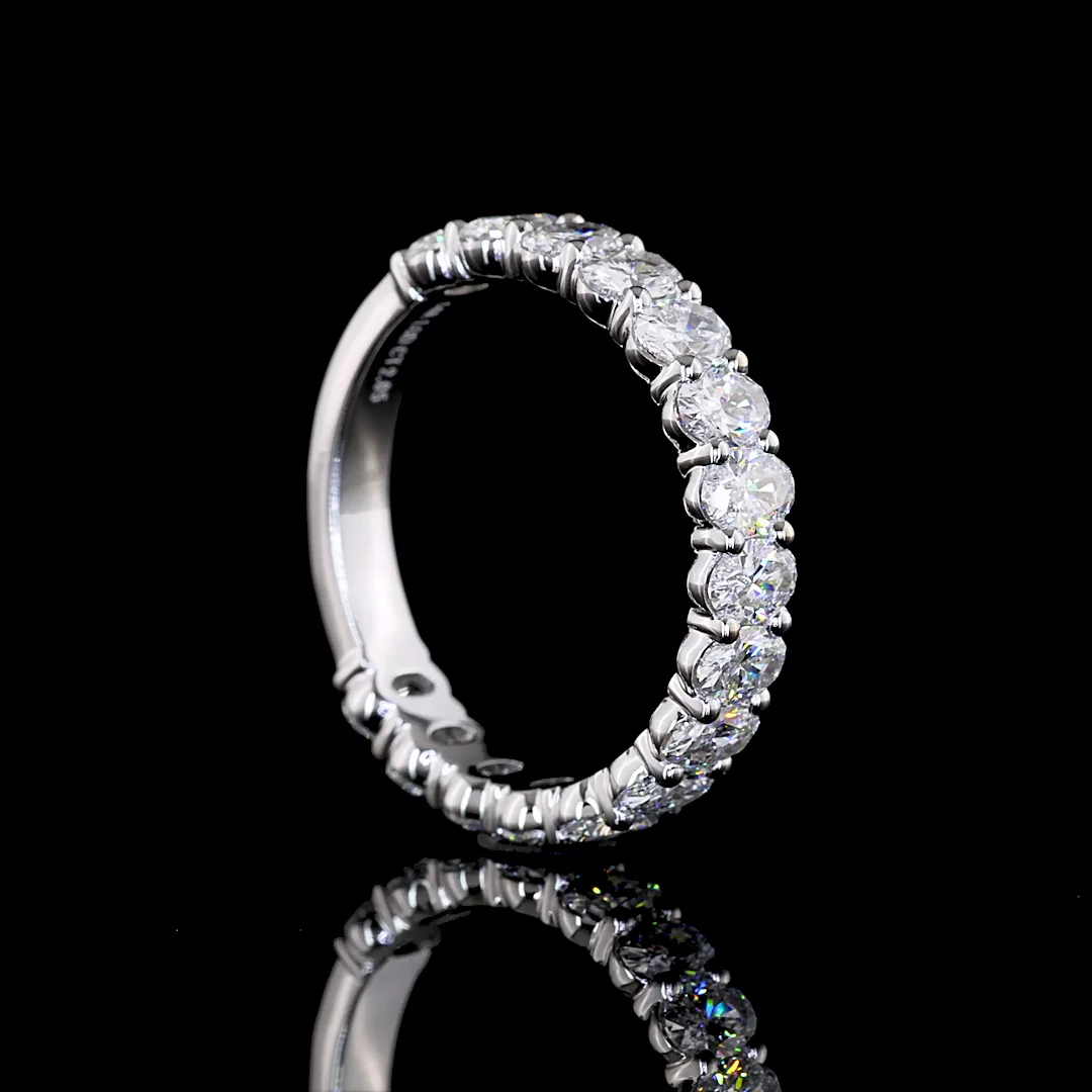 2.05 Cts 14k White Gold Oval Shape 3/4 Band Eternity Band - Image 2