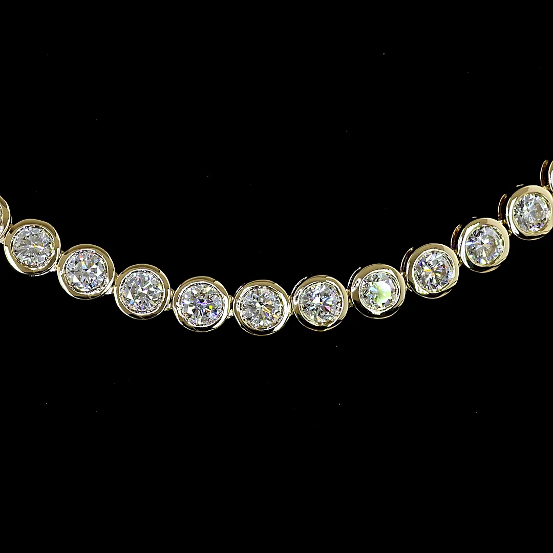 10.06 Cts 14k Yellow Gold Round Shape Tennis Necklace - Image 3