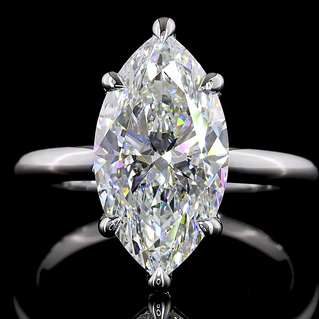 4.17 Cts 14k White Gold Marquise Shape Solitaire Ring - Image 3