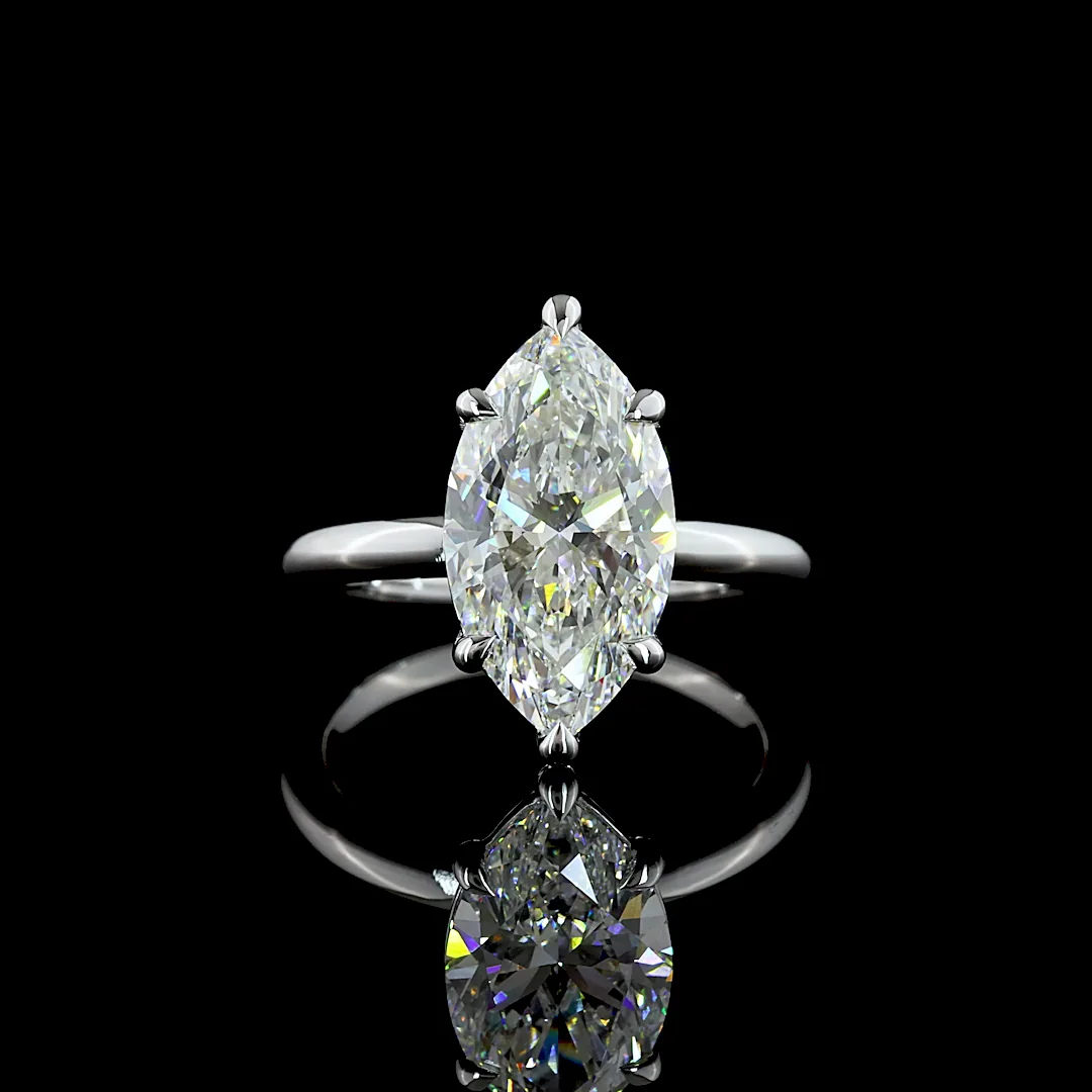 4.17 Cts 14k White Gold Marquise Shape Solitaire Ring - Video