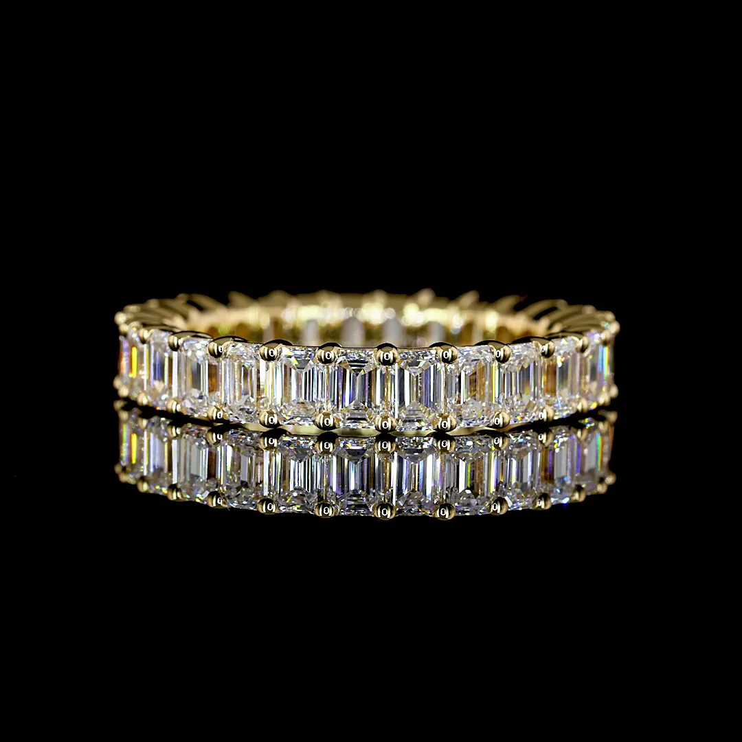 2.85 Cts 18k Yellow Gold Emerald Shape Eternity Band Eternity Band - Video