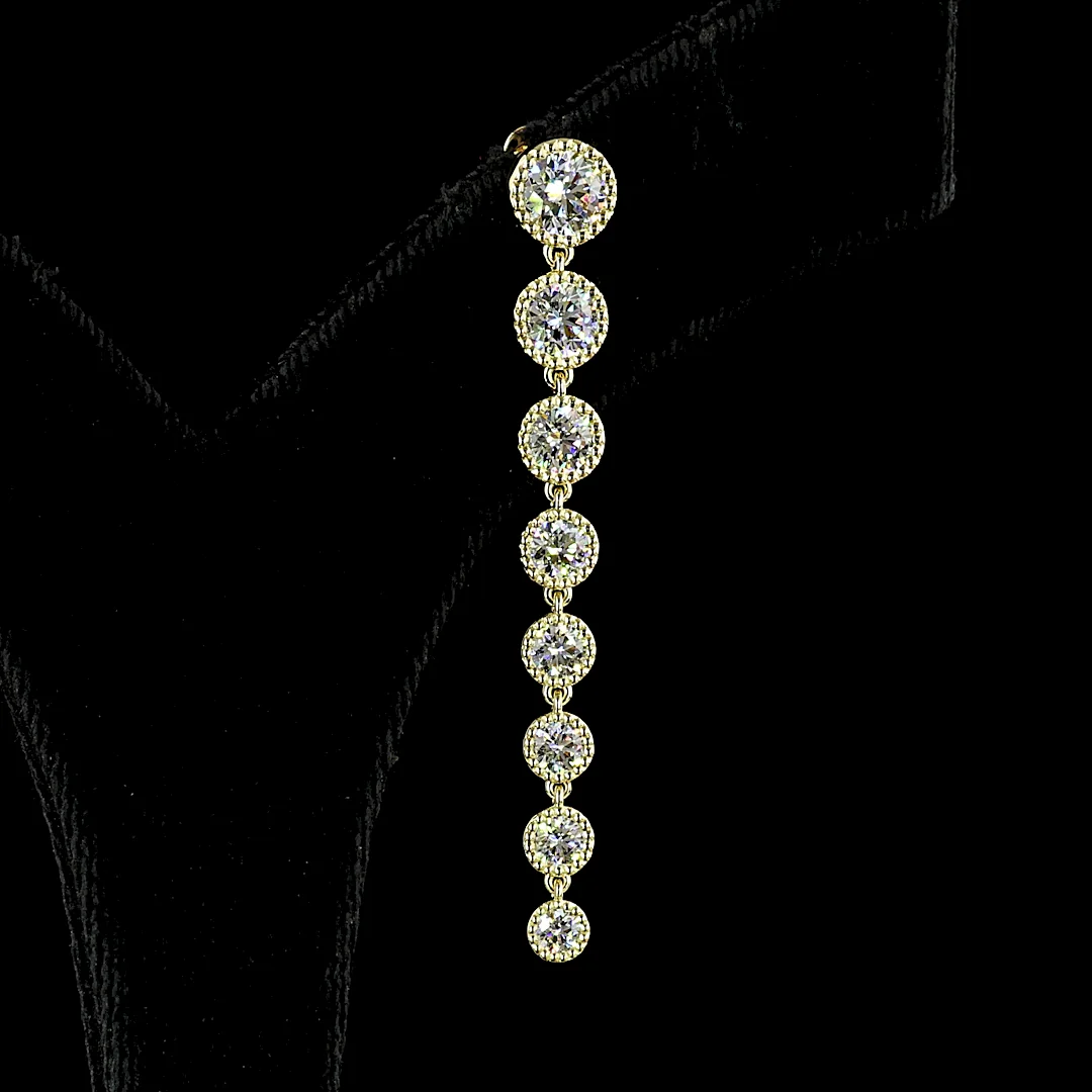 3.51 Cts 14k Yellow Gold Round Shape Hanging Earring - Image 3