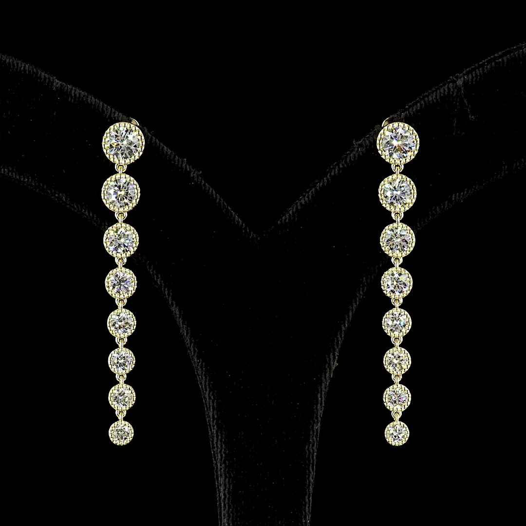 3.51 Cts 14k Yellow Gold Round Shape Hanging Earring - Video