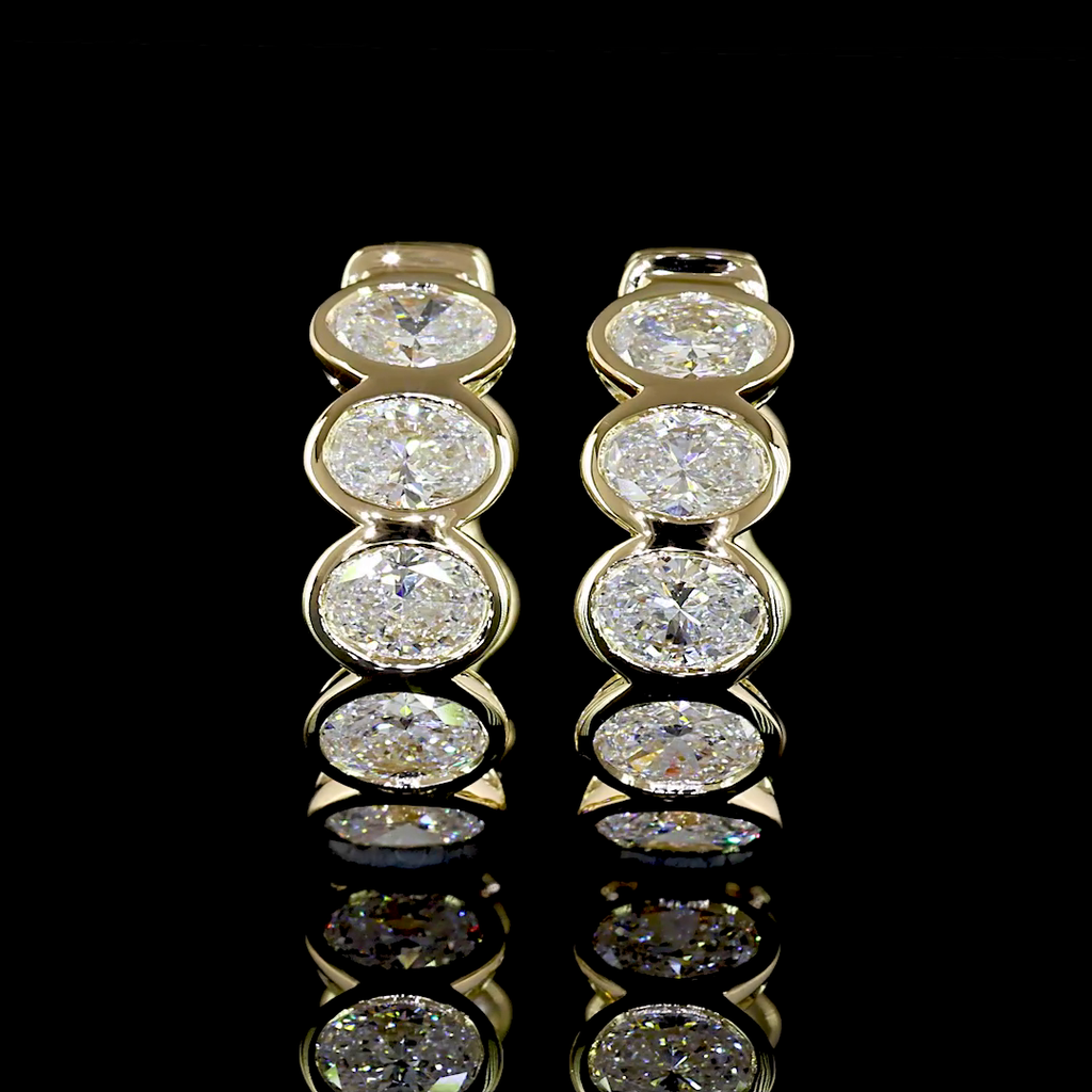 2.03 Cts 14k Yellow Gold Oval Shape Huggies Earring - Video