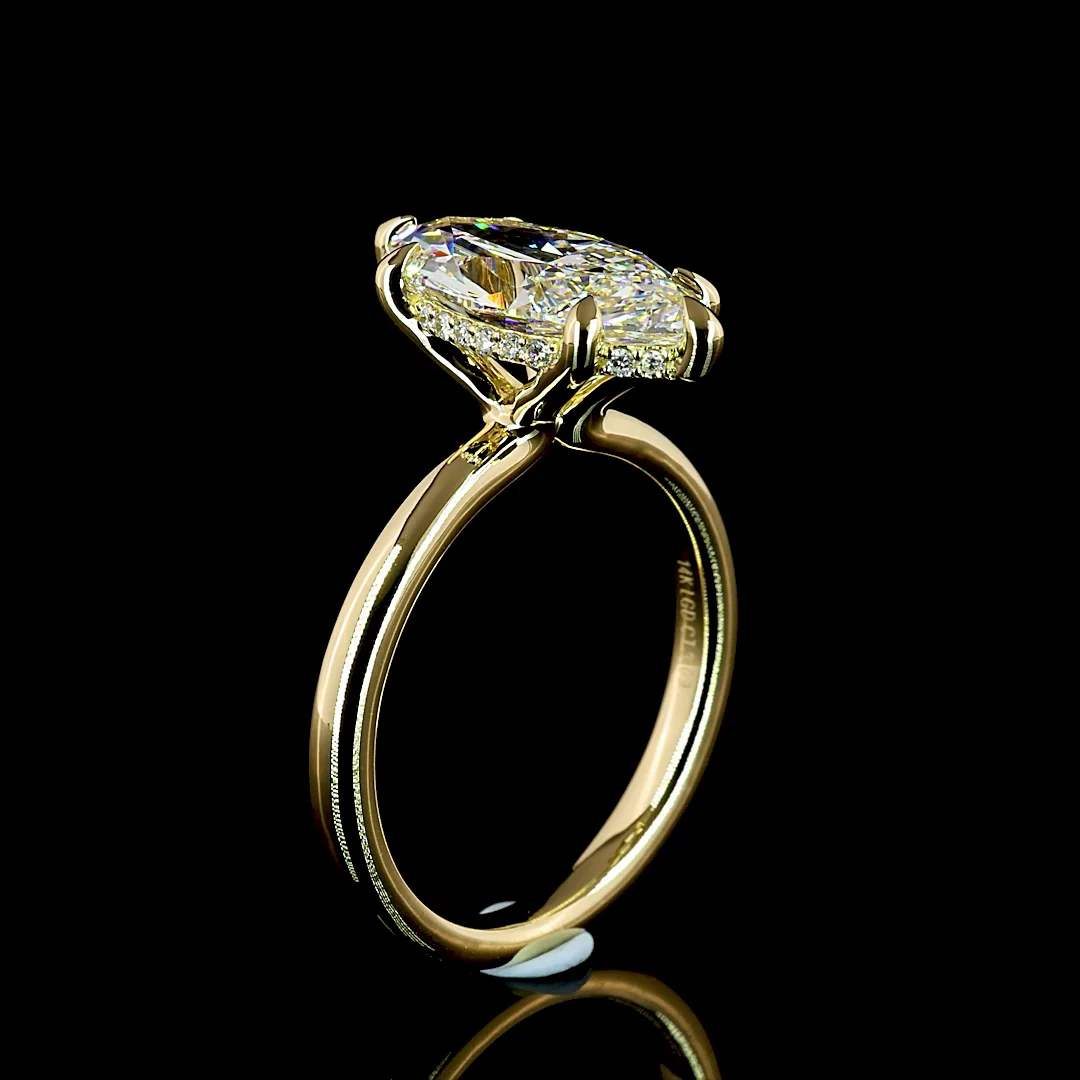 3.09 Cts 14k Yellow Gold Marquise Shape Hidden Halo Ring - Image 4