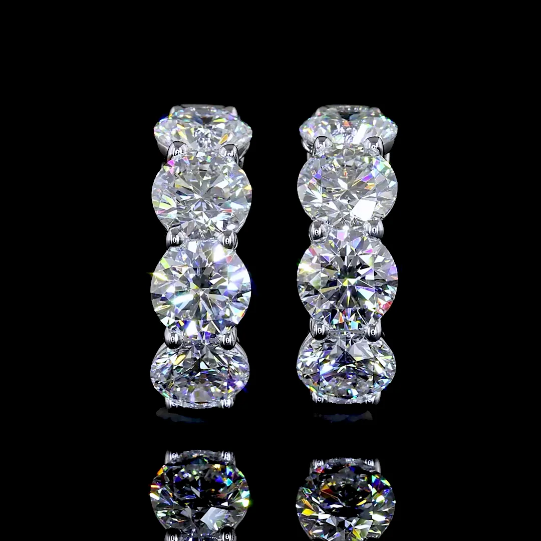 3.39 Cts 14k White Gold Round Shape Huggies Earring - Video