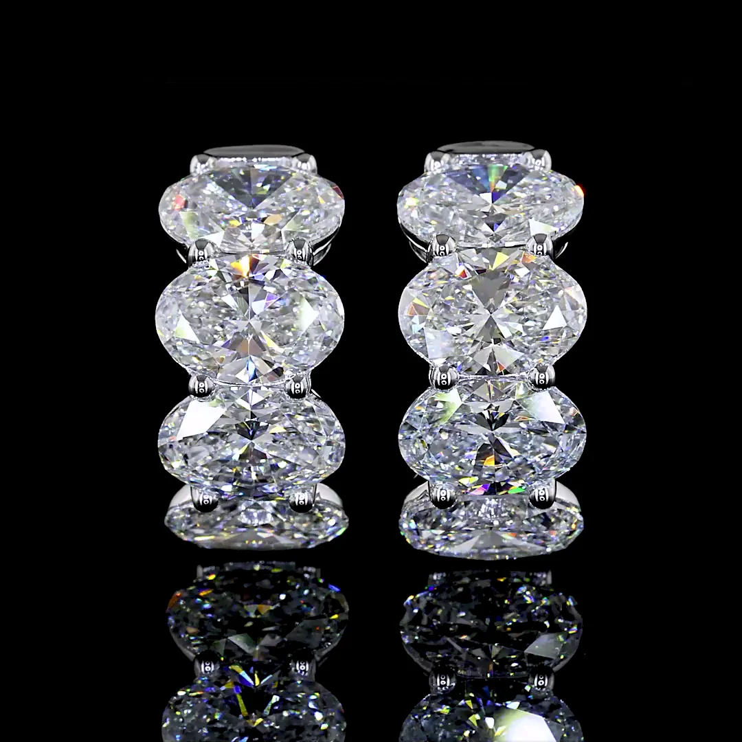 5.18 Cts 14k White Gold Oval Shape Huggies Earring - Video