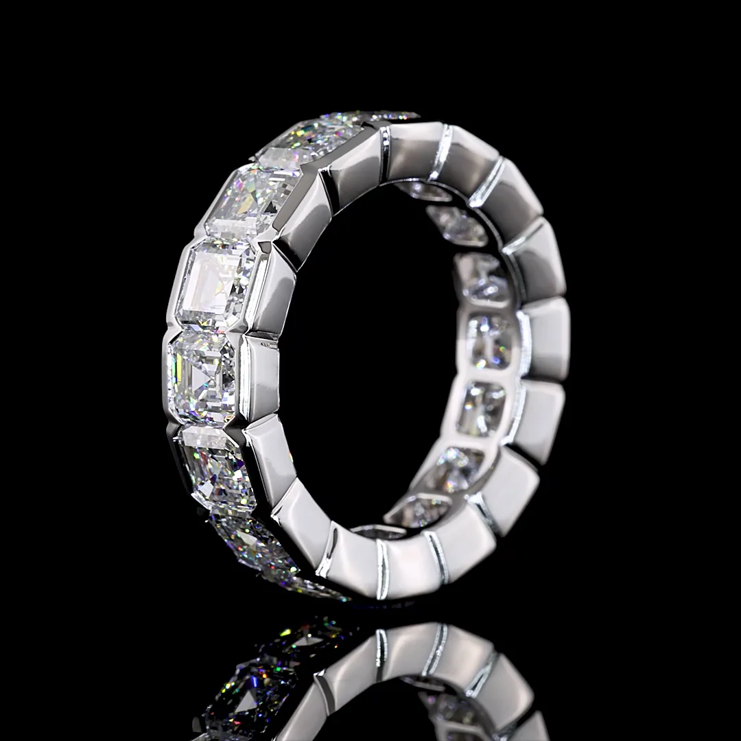 6.4 Cts 14k White Gold Asscher Shape Eternity Band Eternity Band - Image 4