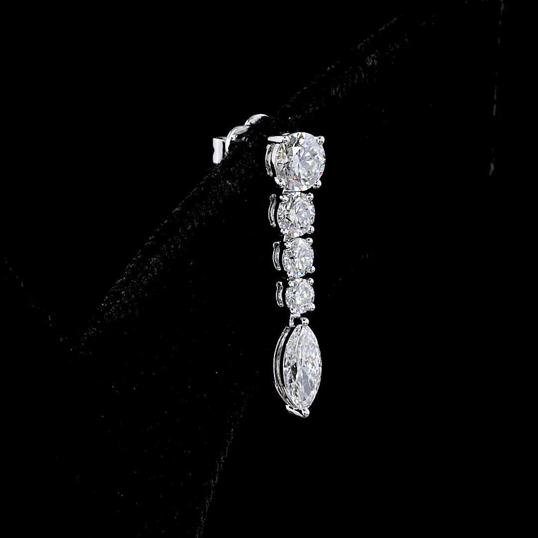 2.96 Cts 14k White Gold Mix Shape Hanging Earring - Image 4