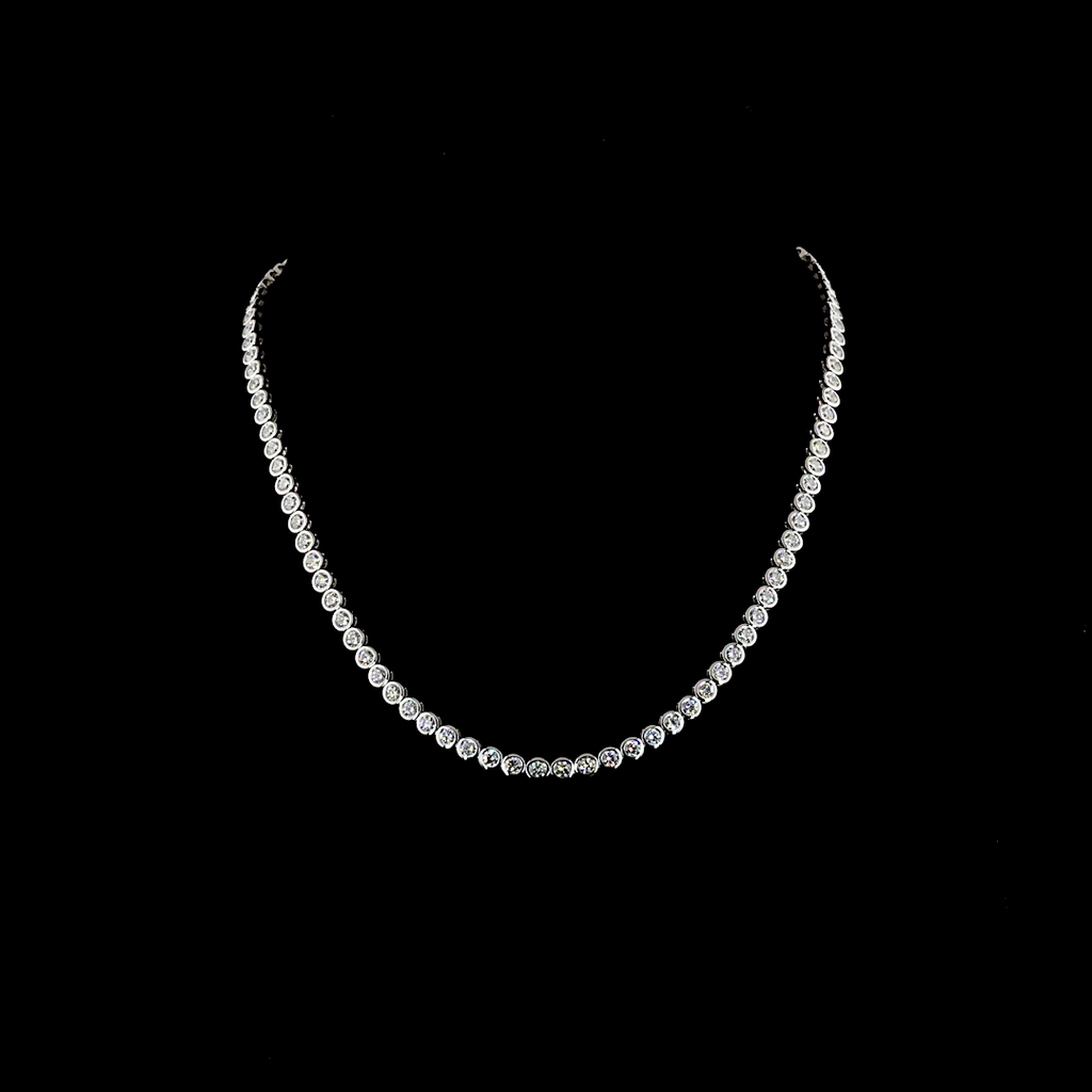 10.24 Cts 14k White Gold Round Shape Tennis Necklace - Video