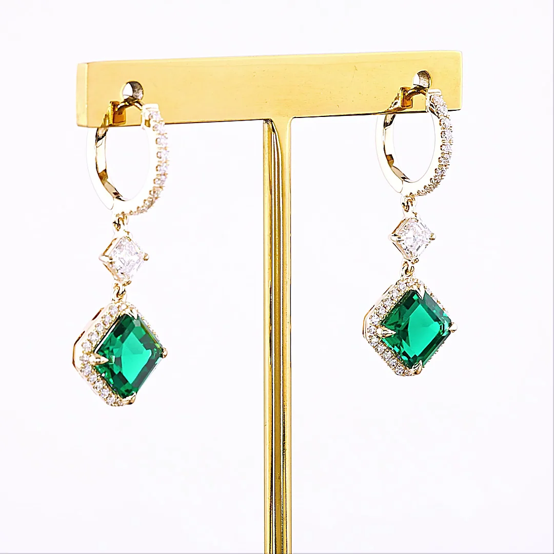 1.04 Cts 14k Yellow Gold Mix Shape Hanging Earring - Image 2