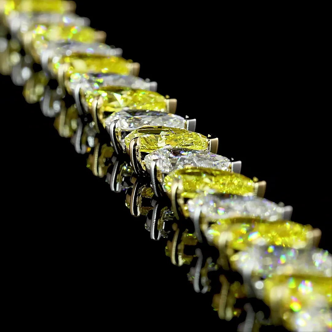 17.27 Cts 14k Two Tone Pear Shape Tennis Bracelet - Image 2