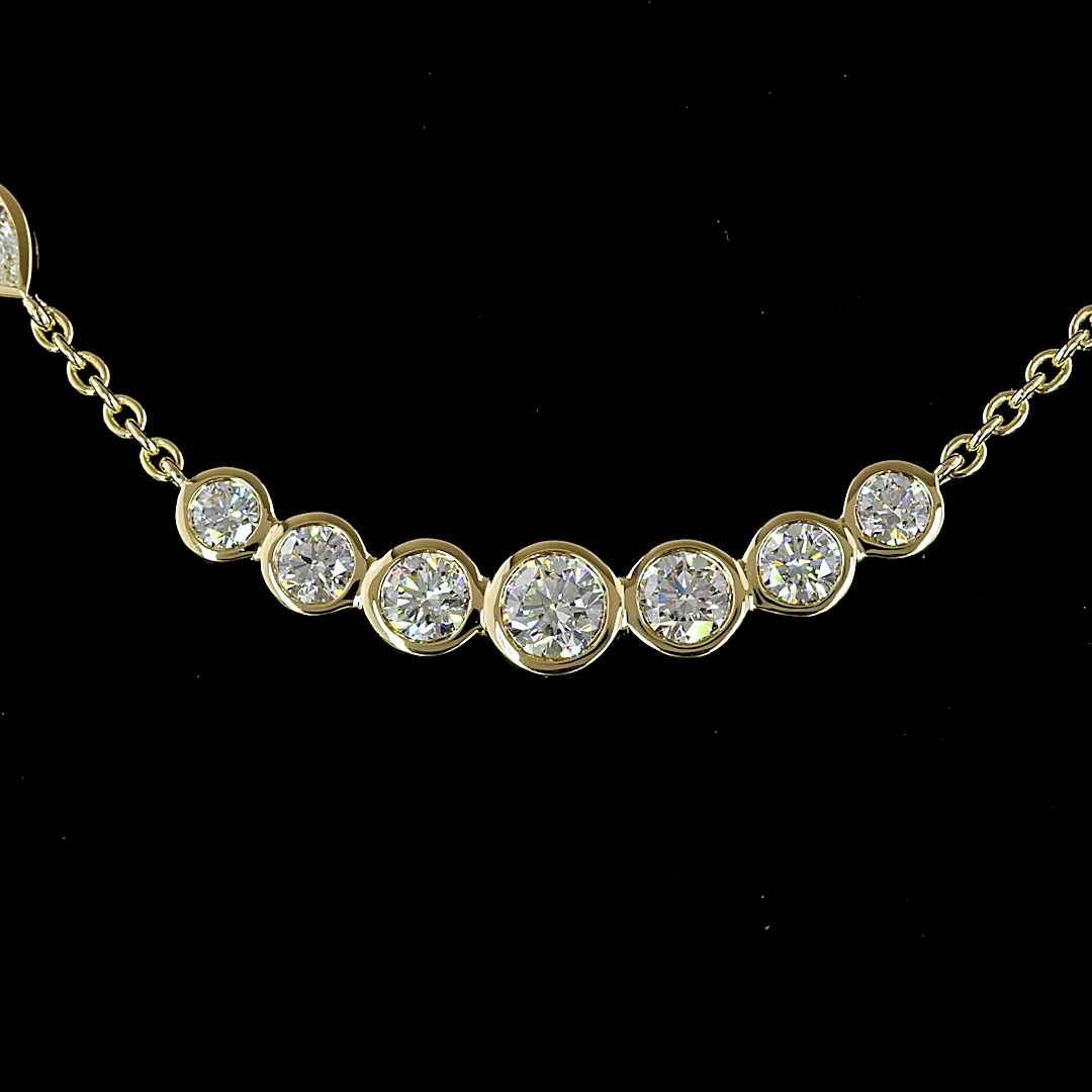 3.18 Cts 14k Yellow Gold Mix Shape Station Necklace - Image 3