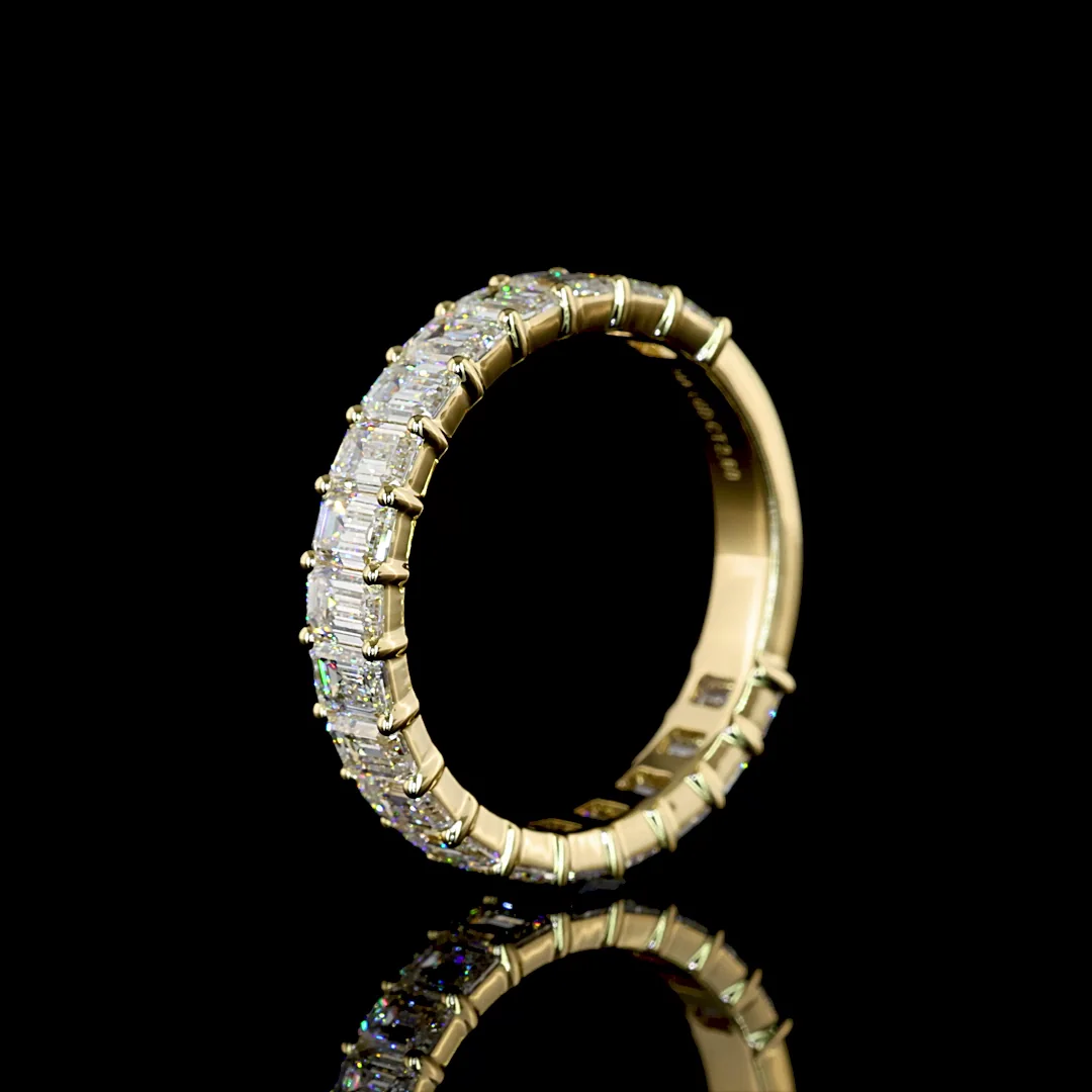 2.6 Cts 14k Yellow Gold Emerald Shape 3/4 Band Eternity Band - Image 4