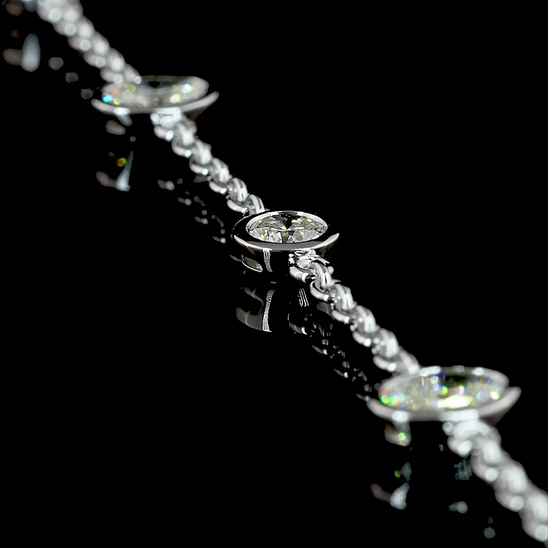 4.26 Cts 14k White Gold Oval Shape Station Necklace - Image 2