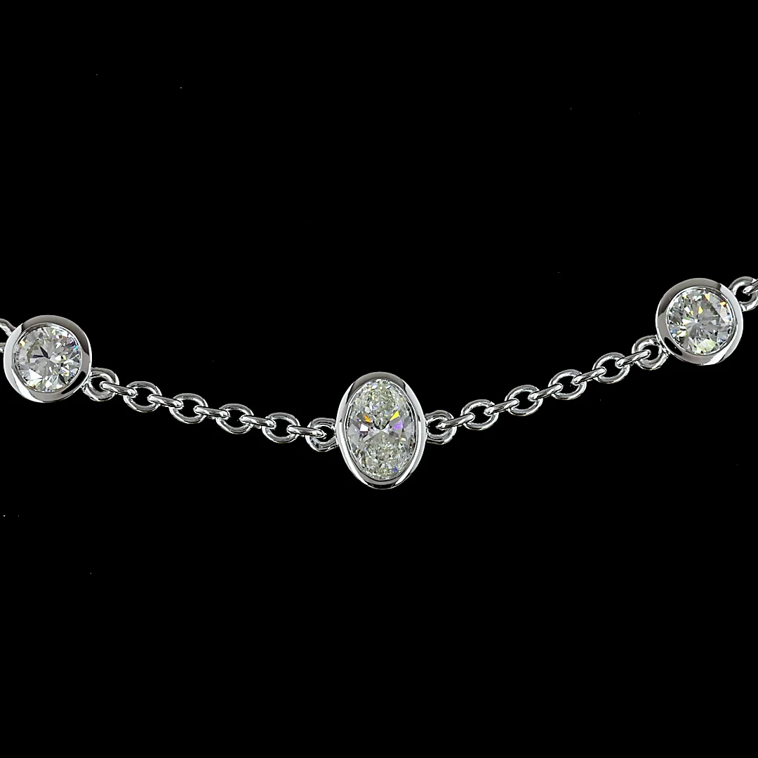 4.26 Cts 14k White Gold Oval Shape Station Necklace - Image 3