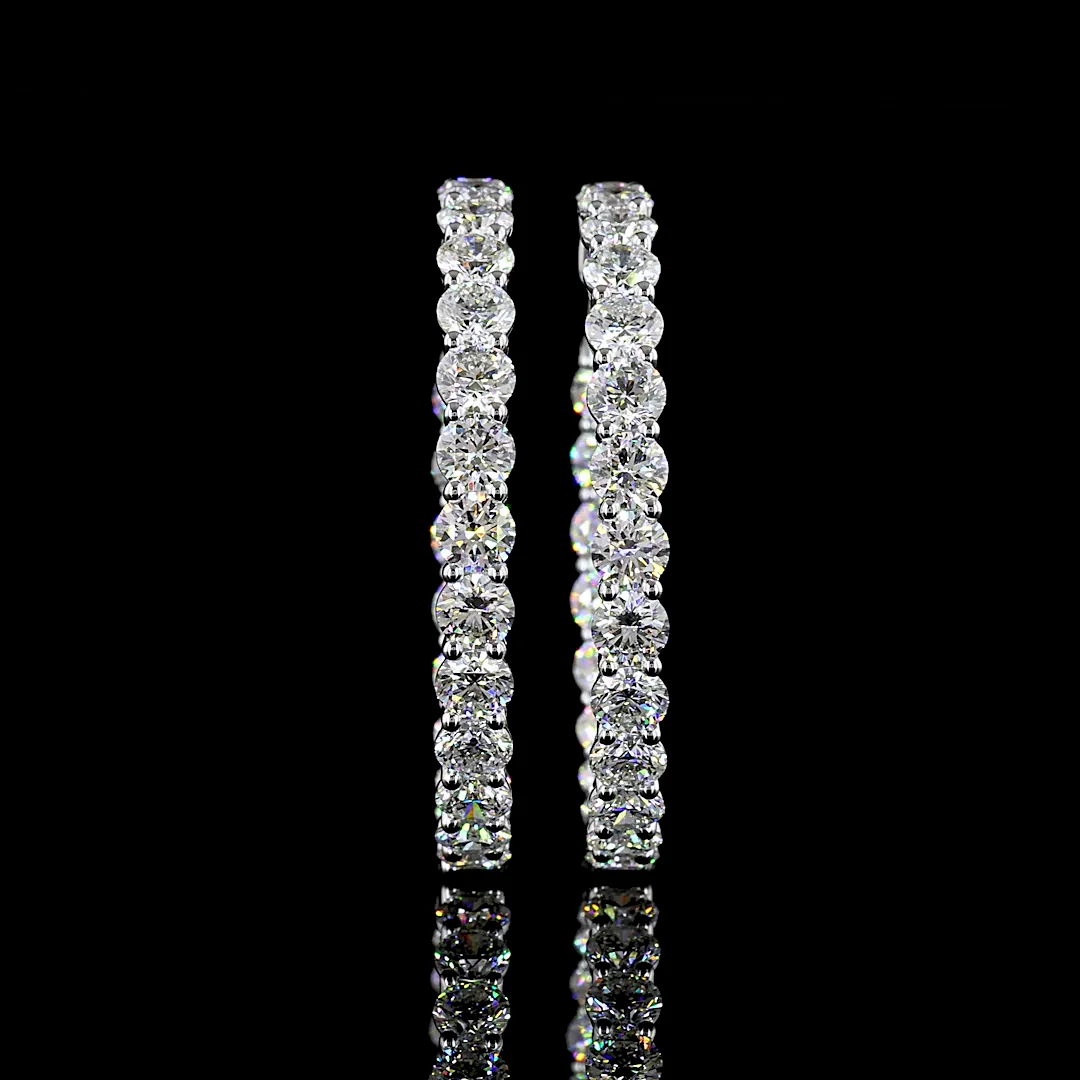 9.02 Cts 14k White Gold Round Shape Hoops Earring - Video