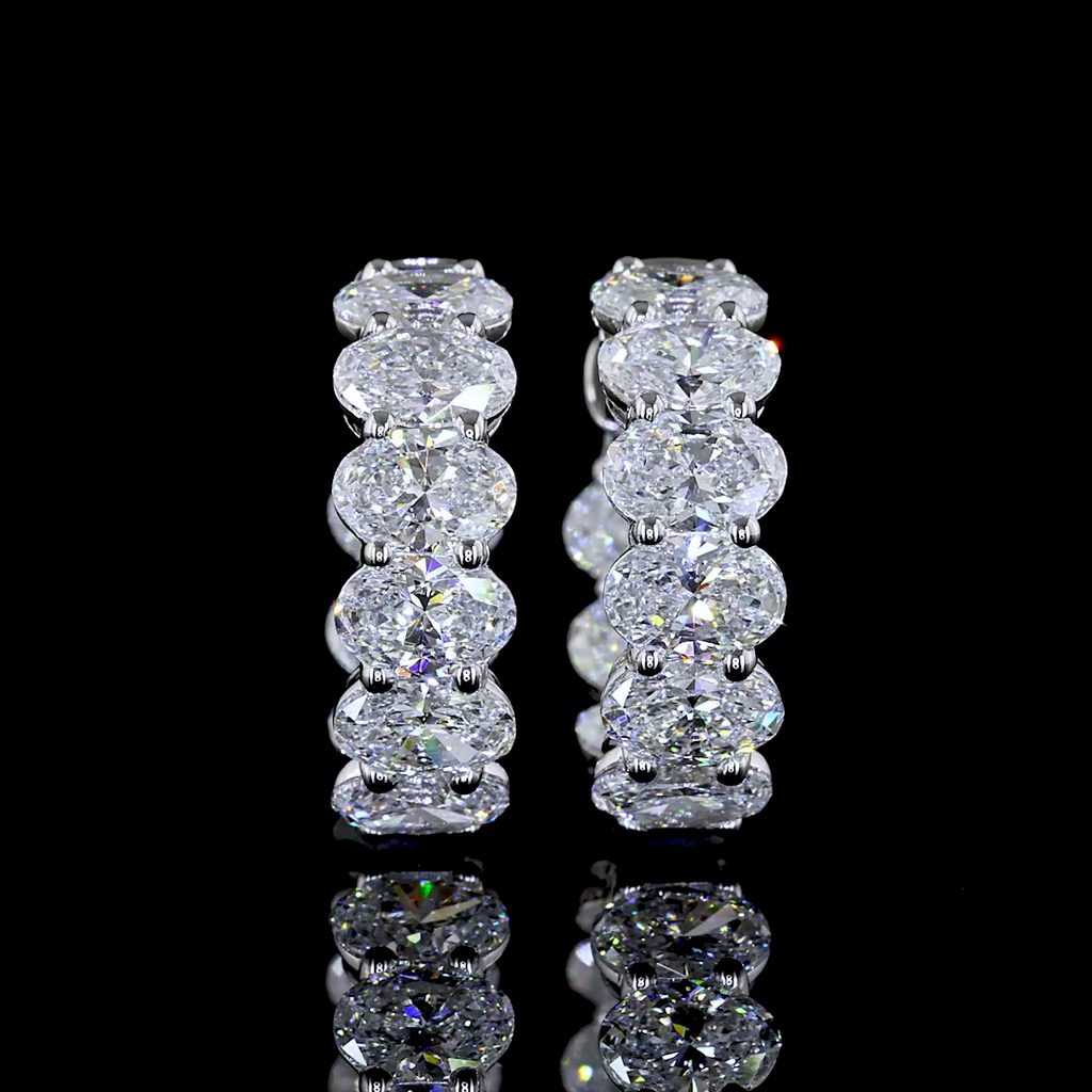 3.42 Cts 14k Yellow Gold Oval Shape Huggies Earring - Video