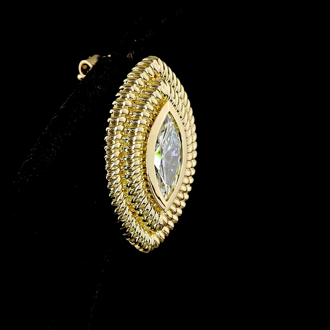 2.32 Cts 14k Yellow Gold Marquise Shape Studs Earring - Image 4