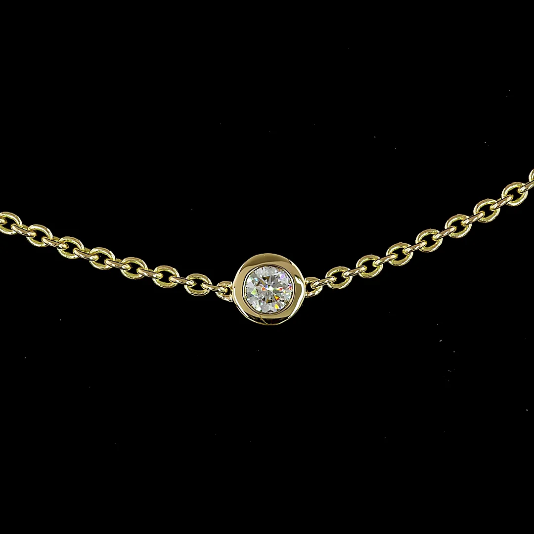 1.53 Cts 14k Yellow Gold Round Shape Station Necklace - Image 3