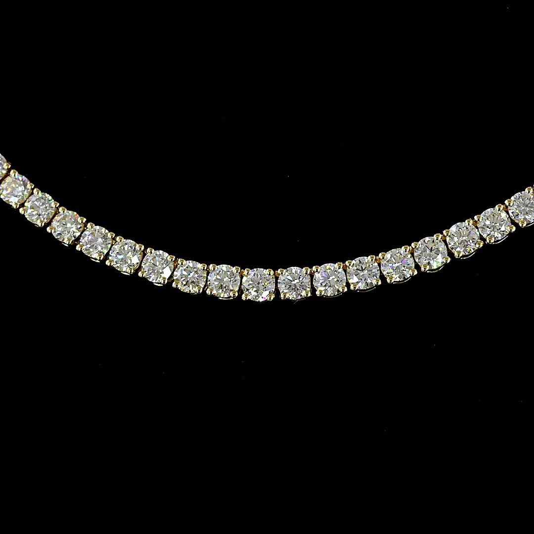 7.89 Cts 14k Yellow Gold Round Shape Tennis Necklace - Image 3