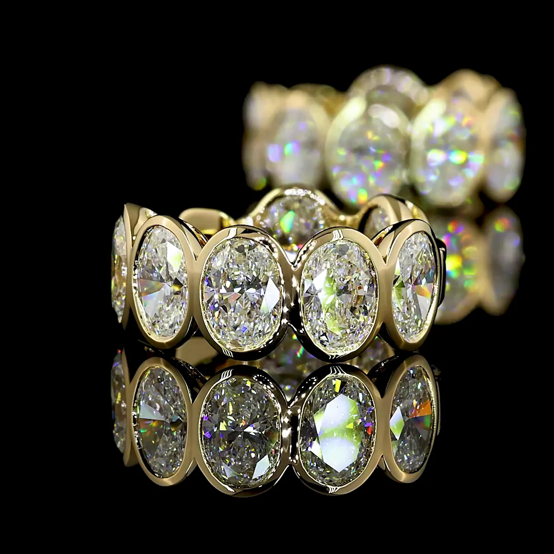 3.58 Cts 14k White Gold Oval Shape Huggies Earring - Image 2