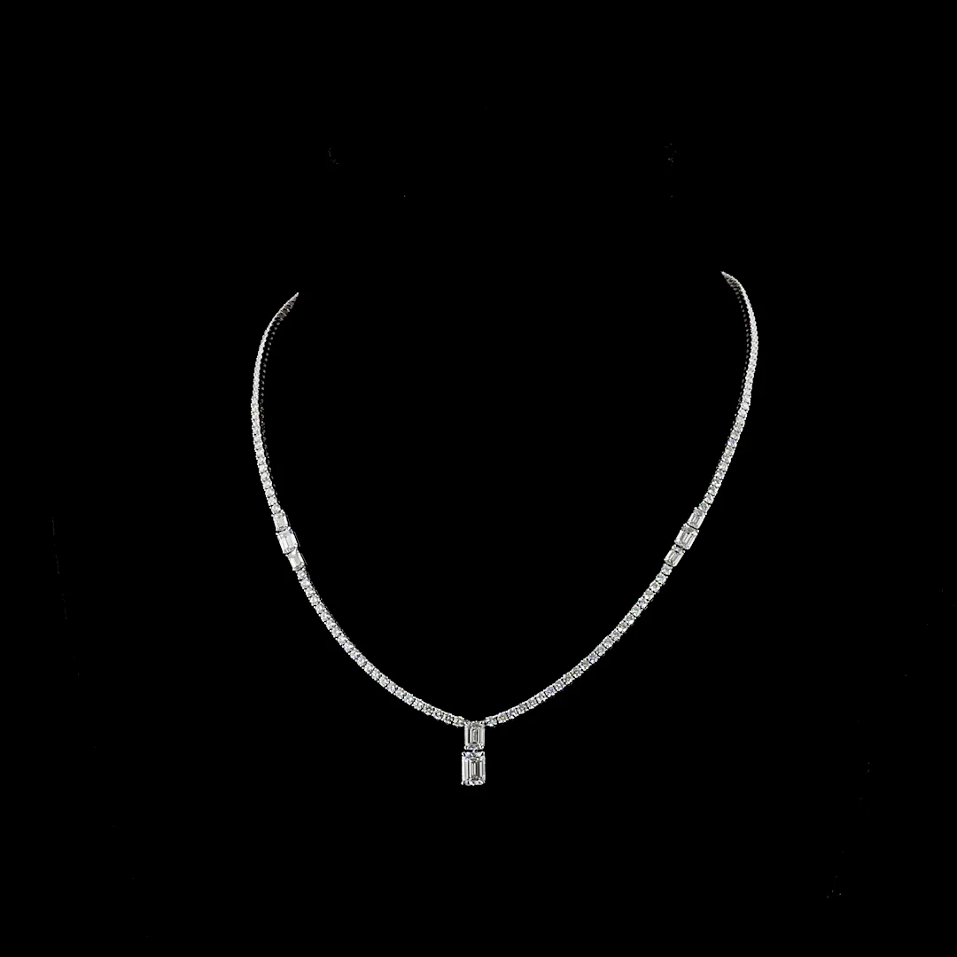 7.3 Cts 14k White Gold Mix Shape Special Necklace - Video